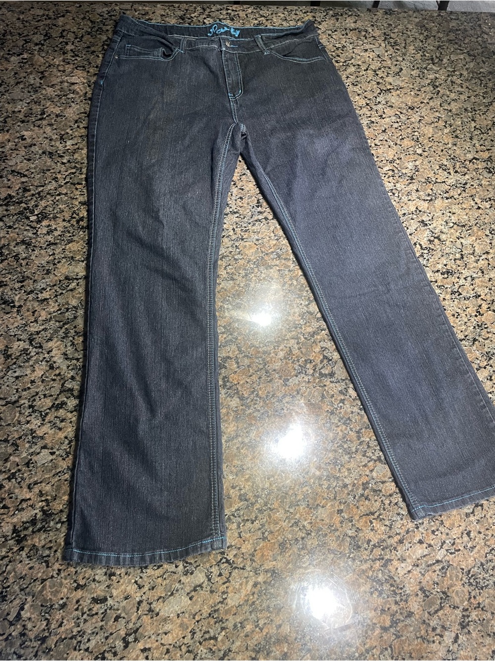 Denim Women’s Jeans - Dark Grey with Blue Stitching